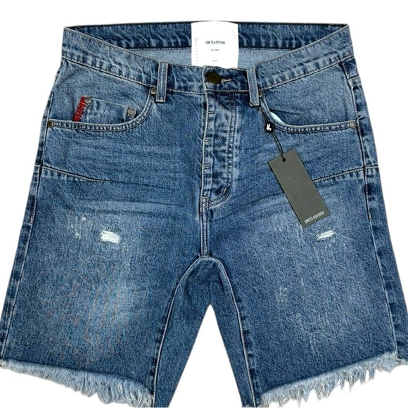 One Teaspoon Mr. Blacks Shorts Size 28 Men’s Frayed Distressed Denim Cutoffs - Picture 3 of 9